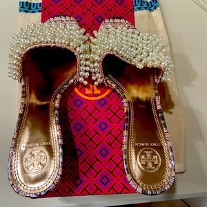 Tory Burch pearl mules/slide. Size 8